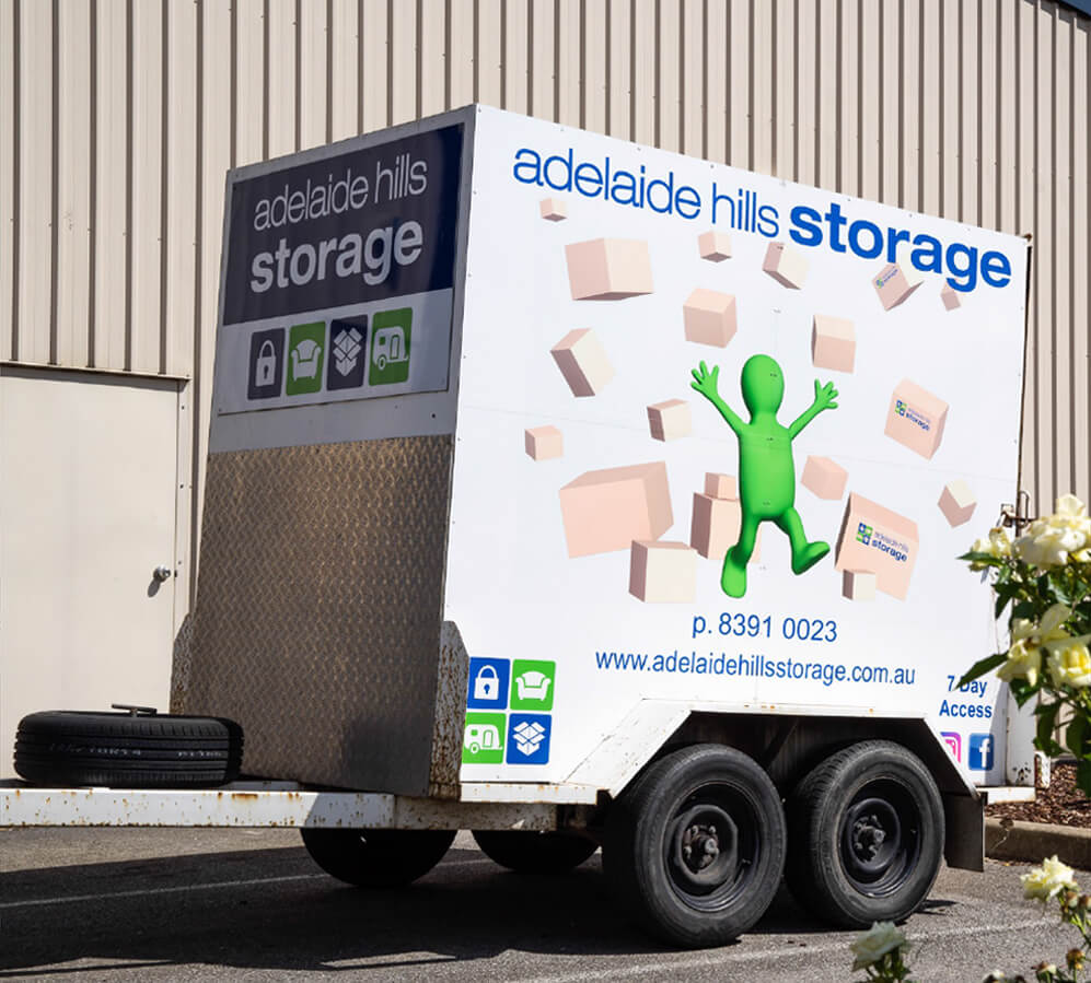 Enclosed removal trailer sitting outisde